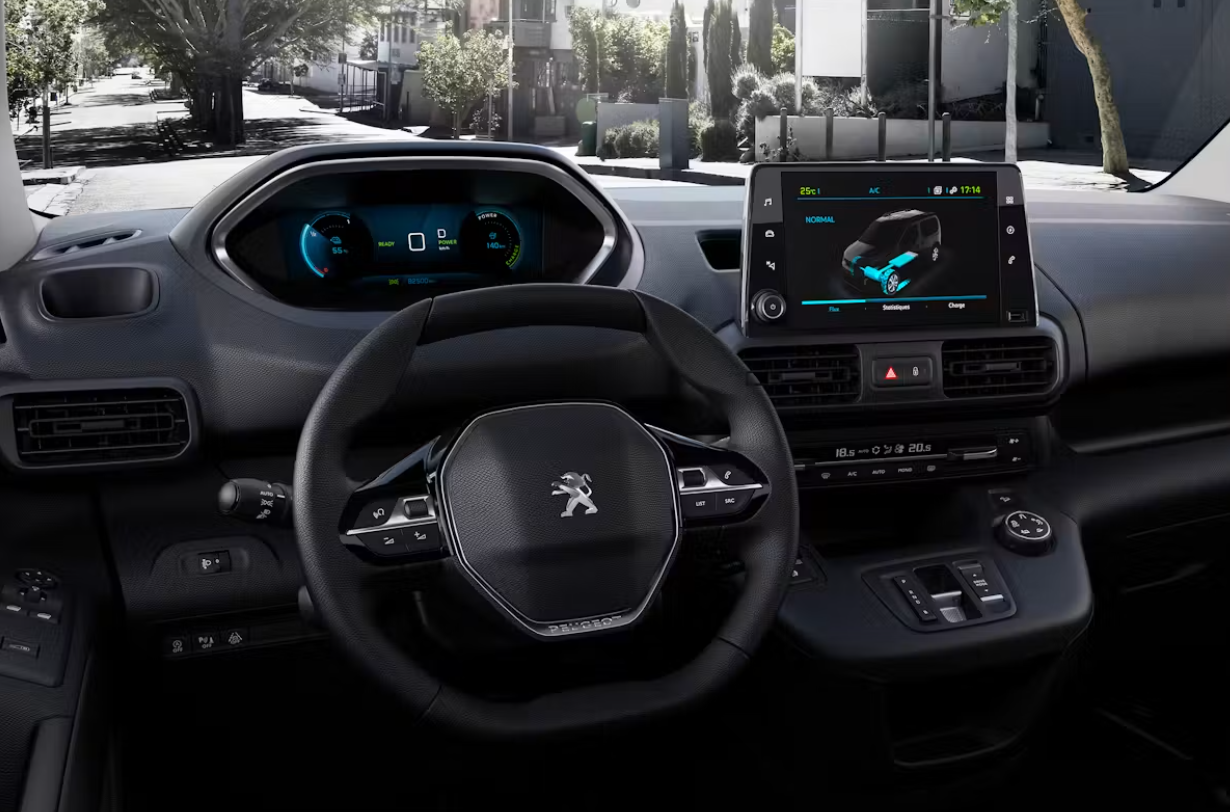 Peugeot e-partner electric van interior front cabin